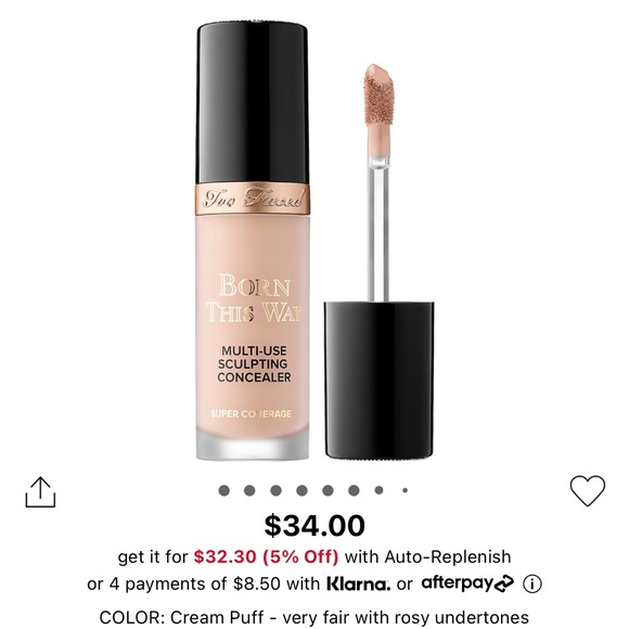 Too Faced Other - Too Faced Born This Way Super Coverage long wear concealer SHADE: CREAM PUFF